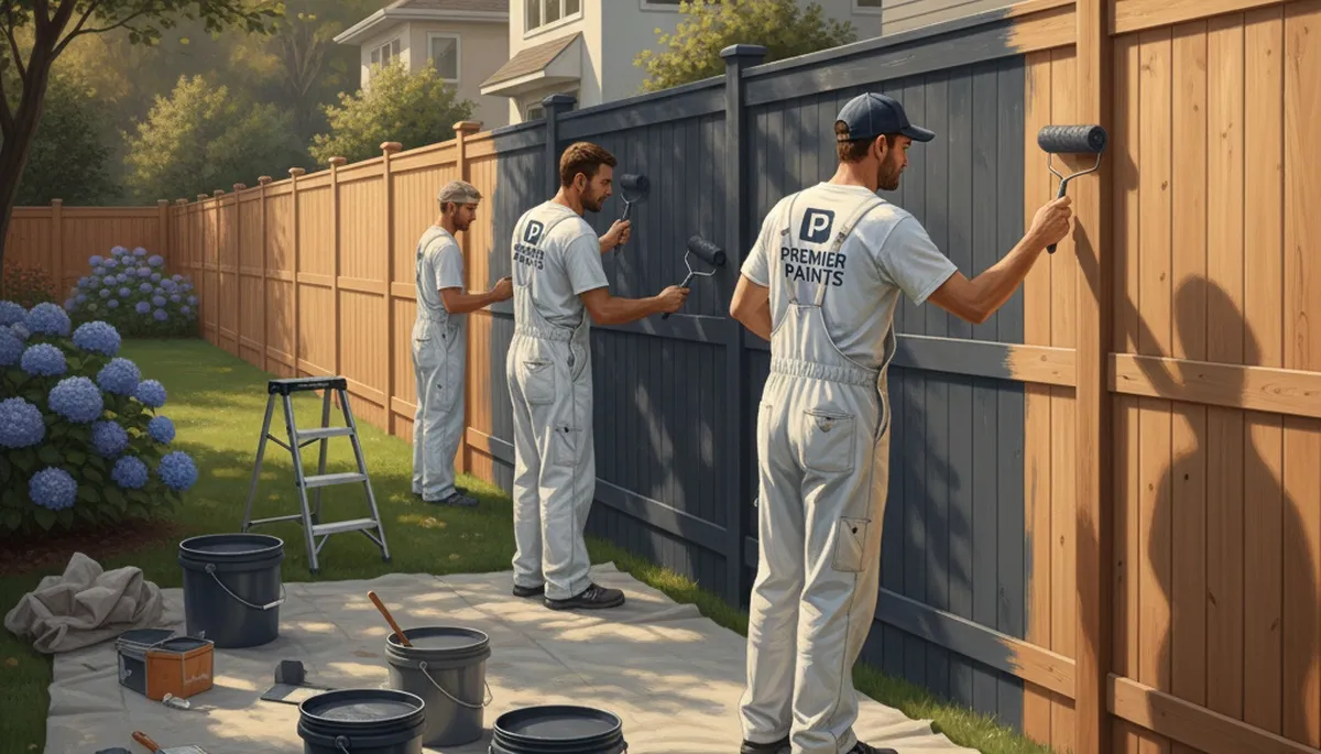 Fence painting in Durham, NC by Durham Paint Pros, protecting a wooden fence from weather and sun
