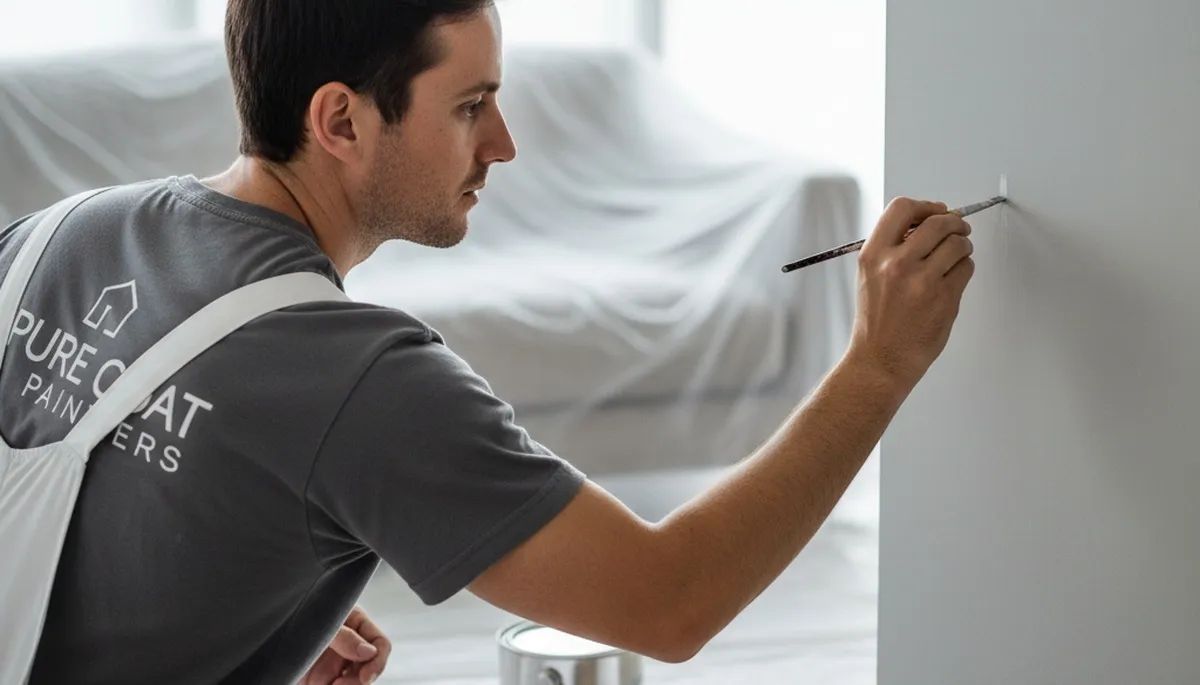 Durham, NC painter doing paint touch-up service on interior walls and trim